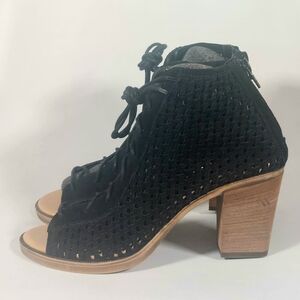 Barbara Barbieri Black Woven Heeled Sandals, W9, NWOT